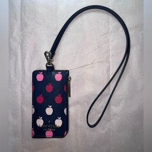 Kate Spade staci card case lanyard in orchard degrade
